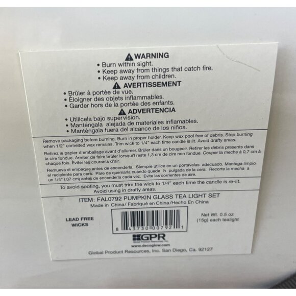 DecoGLOW Pumpkin Glass Tea Light Candle Set With Candles & Decorative Ribbon - Picture 4 of 9